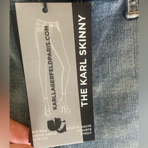 Karl Lagerfeld Paris “The Karl Skinny” Logo Tape Jeans – Size 10, NWT - Picture 7 of 15